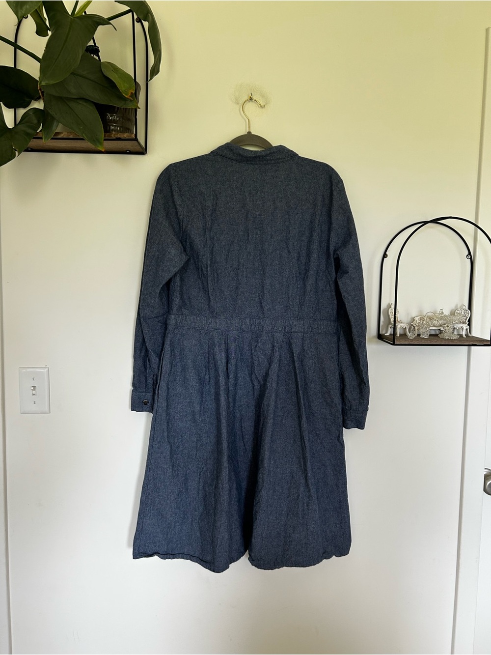 ModCloth Blue Denim Long Sleeve Button Up Knee Length Dress Size XL - Picture 2 of 4